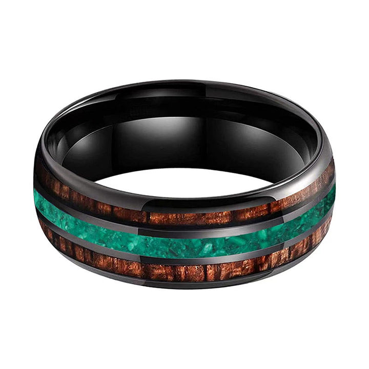 Olivenorma“Strong Shield” - Malachite With Tungsten Steel Ring - image 1