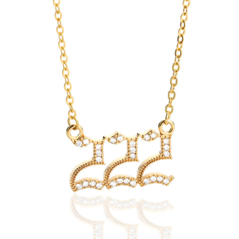 Olivenorma Zircon Angel Number Necklace - Gold - 222 - image 9