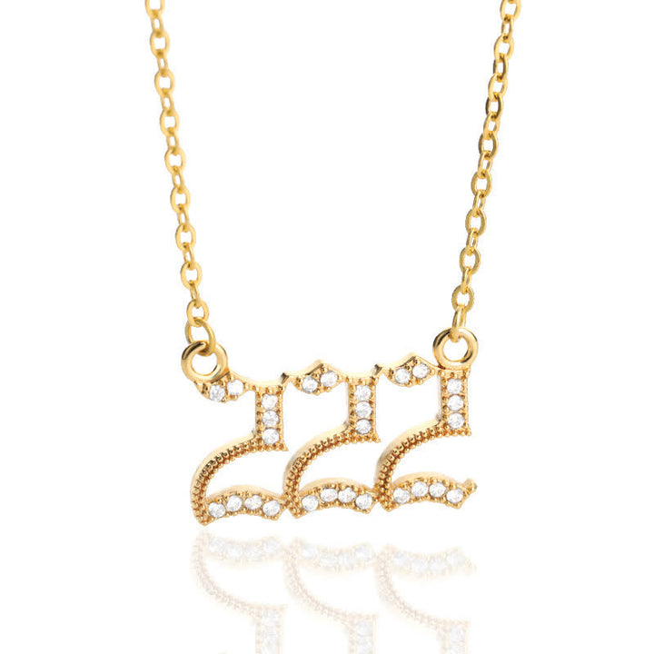 Olivenorma Zircon Angel Number Necklace - Gold - 222 - image 9