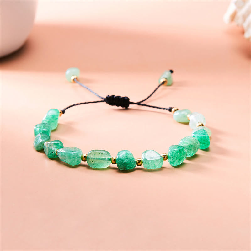 Olivenorma Natural Irregular Stone Beads Hand Woven Bracelet - Green Jade - image 17