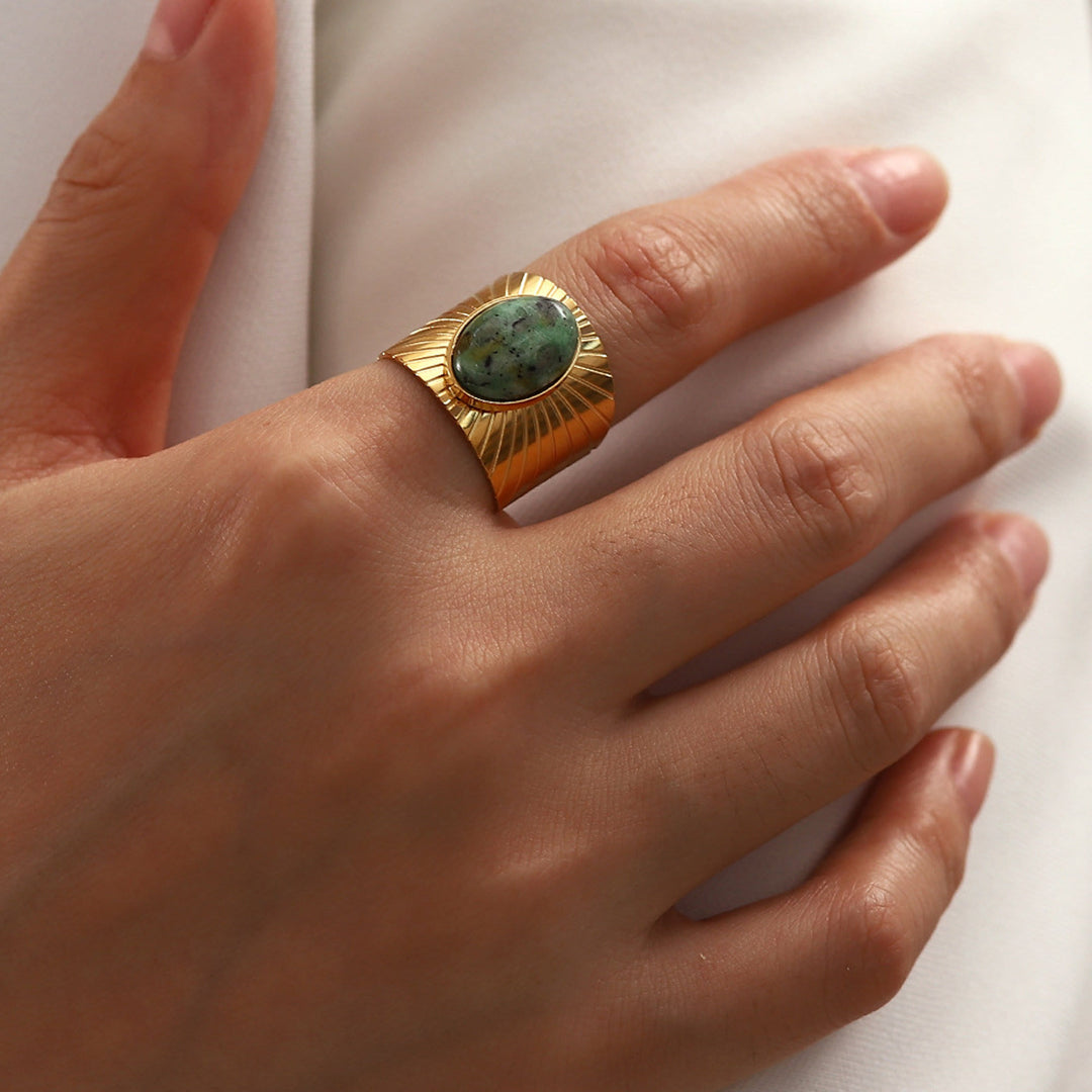 Olivenorma "African Turquoise Majesty" Wide African Turquoise Ring - image 5