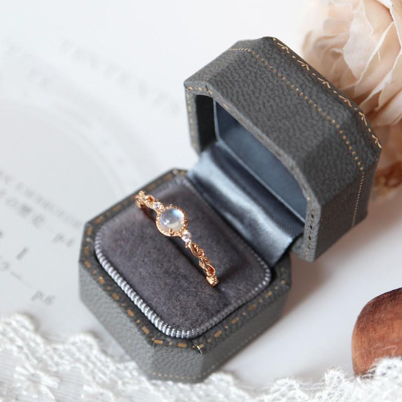 Olivenorma Natural Moonstone Zircon Delicate Ring - image 7