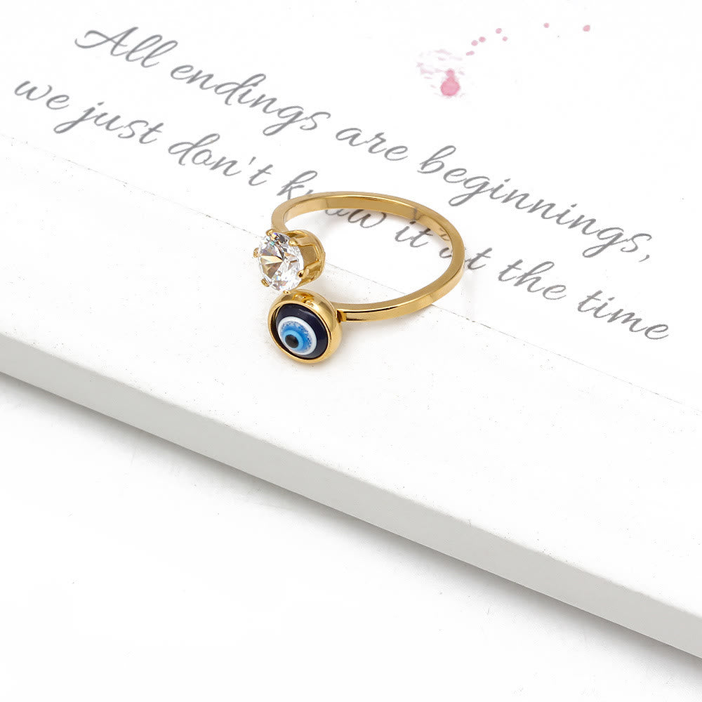 Olivenorma White Zircon Gold Plated Evil Eye Women Ring - image 11