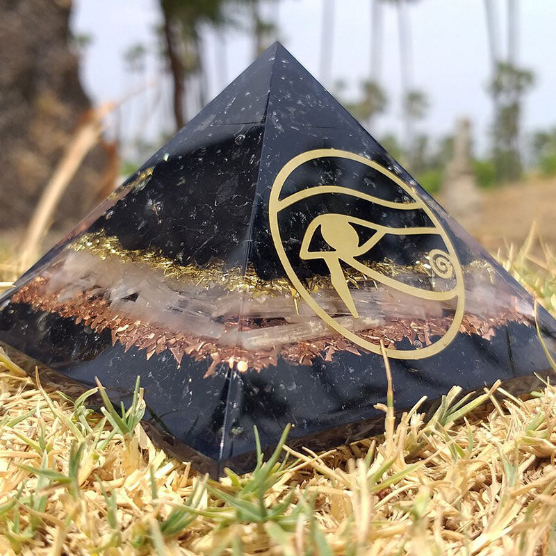 Olivenorma Obsidian Eye Of Horus Protection Orgone Pyramid - image 4