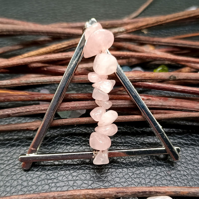 Olivenorma Crystal Triangle Gravel Geometric Hair Accessories Comb Hairpin - Rose Quartz - image 17