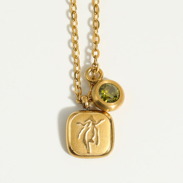 Olivenorma Twelve Zodiac Twelve Month Birthstone Pendant Necklace - Peridot & Virgo - image 12