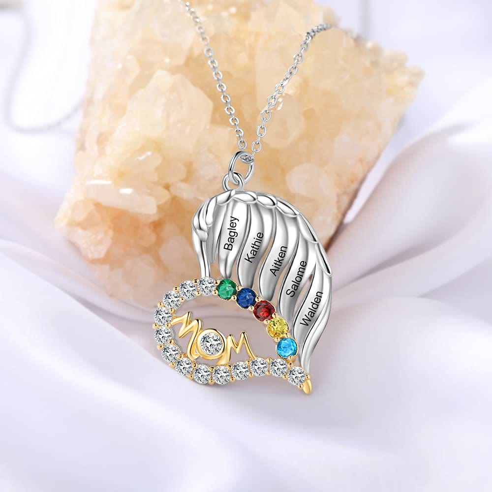 Olivenorma Mothers Birthstones Half Diamond Heart Necklace - image 15