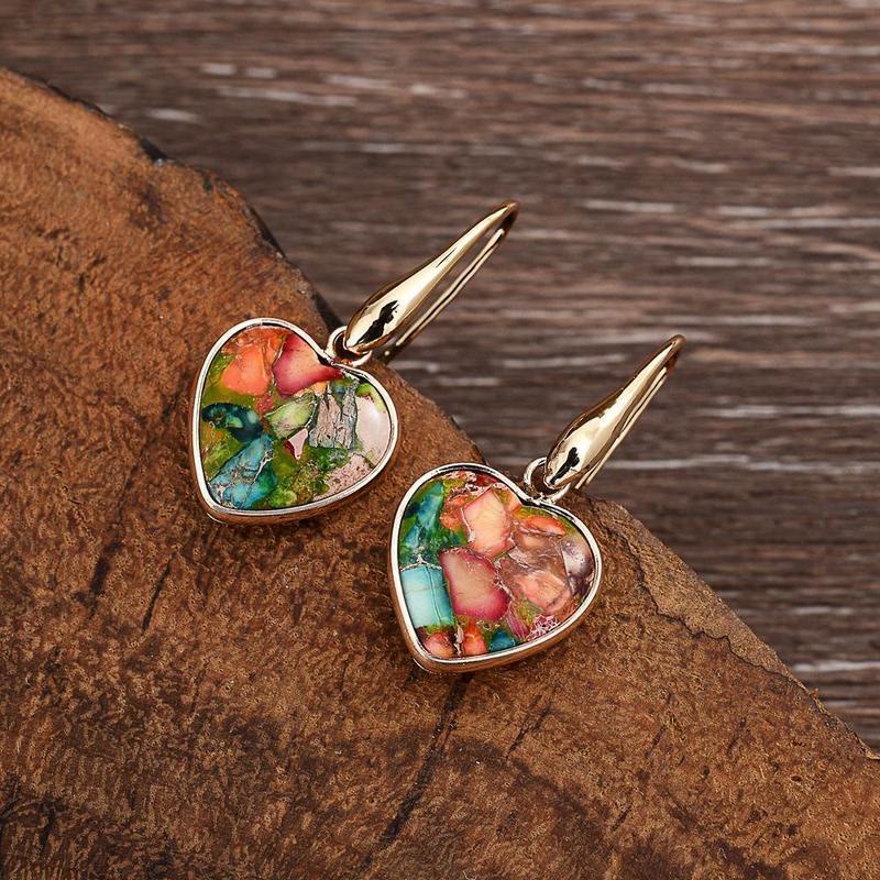 Olivenorma Oyster Turquoise Heart Shape Pendant Earrings - image 6