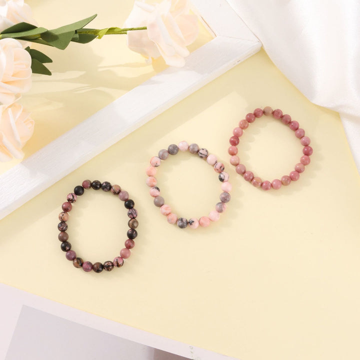 Olivenorma Rhodochrosite Pink Zebra Stone 8mm Handmade Beaded Bracelet - image 6