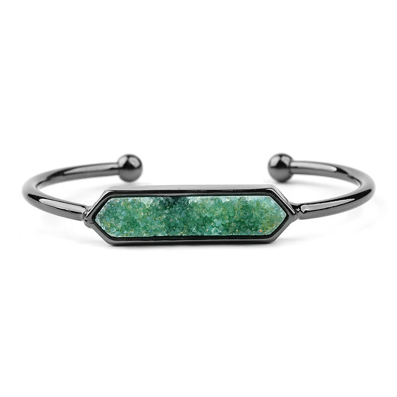 Olivenorma Natural Crystal Cluster Metal Copper Cuff Bracelet - Prehnite - Black - image 39