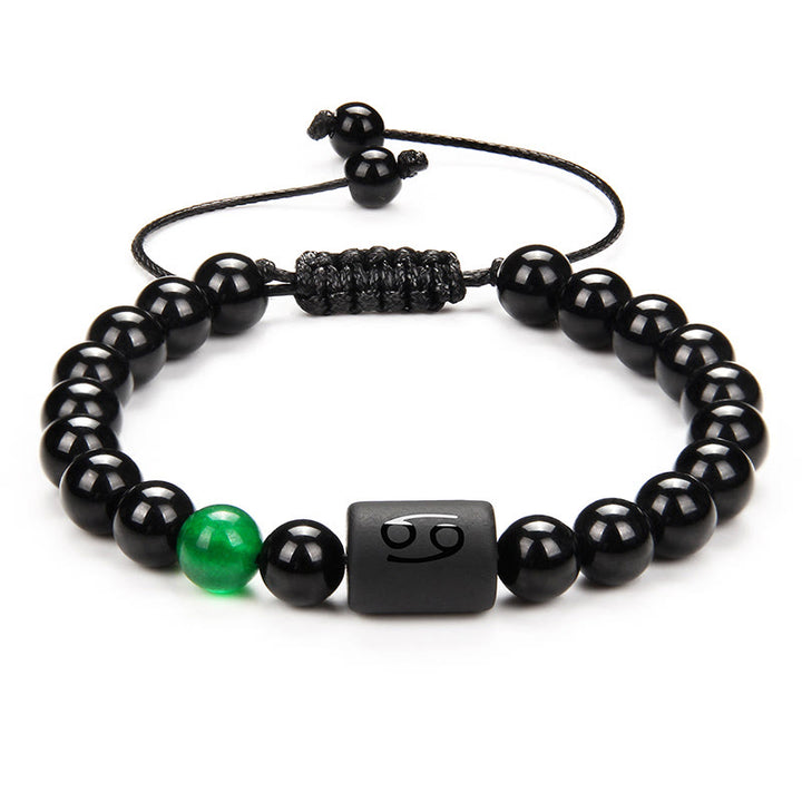 Olivenorma Natural Black Onyx Zodiac Men Woven Bracelet - Green Aventurine&Black Onyx - image 8