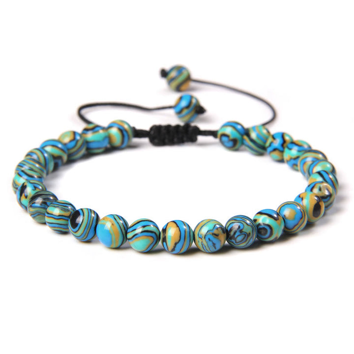 Olivenorma Natural 6mm Stone Beads Braided Wrap Bracelet - Blue Malachite - image 13
