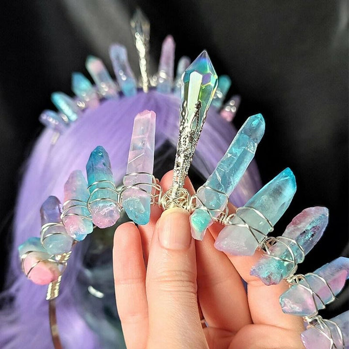 Olivenorma Pink Blue Titanium Quartz Crown with Crystal Centrepiece - image 4