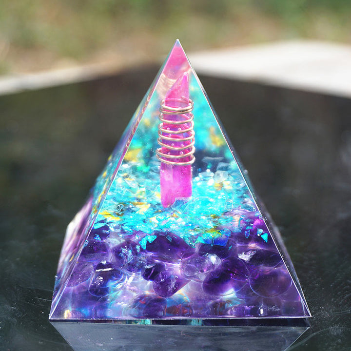 Olivenorma Amethyst Aquamarine Orgone Pyramid - image 4