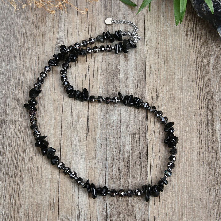 Olivenorma Natural Stone Irregular Crystal Necklace - Black Onyx - image 4