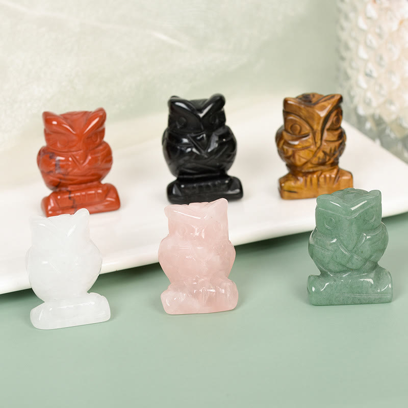 Olivenorma Natural Crystal Owl Ornament Carving Crafts - image 14