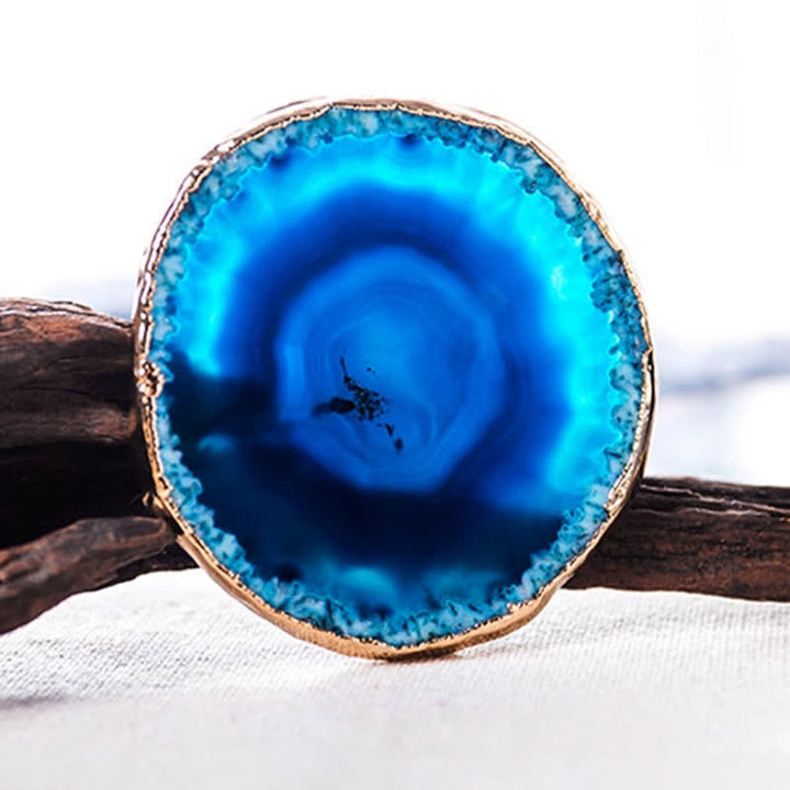 Olivenorma Blue Agate Coaster Gemstone Decoration - image 1