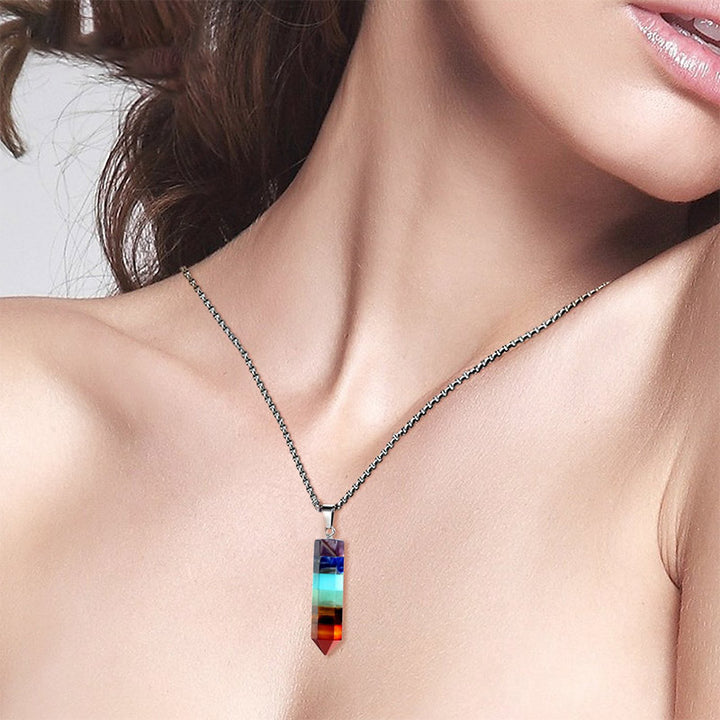 Crystal Hexagon Chakra Gemstone Necklace - image 1