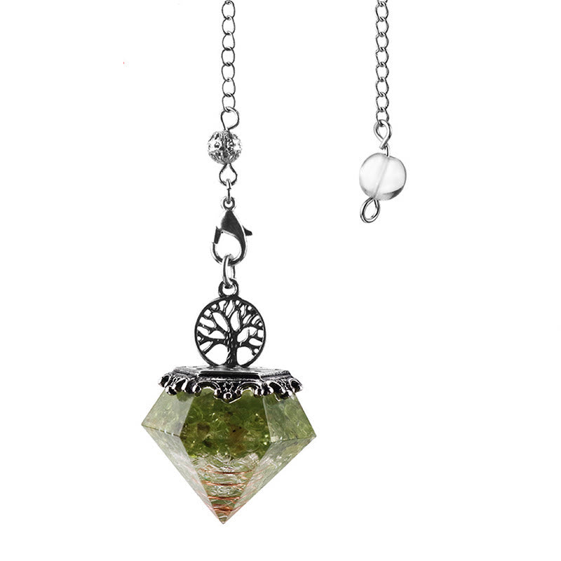 Olivenorma Natural Crystal Geometric Tree of Life Pendulum - Moldavite - image 11