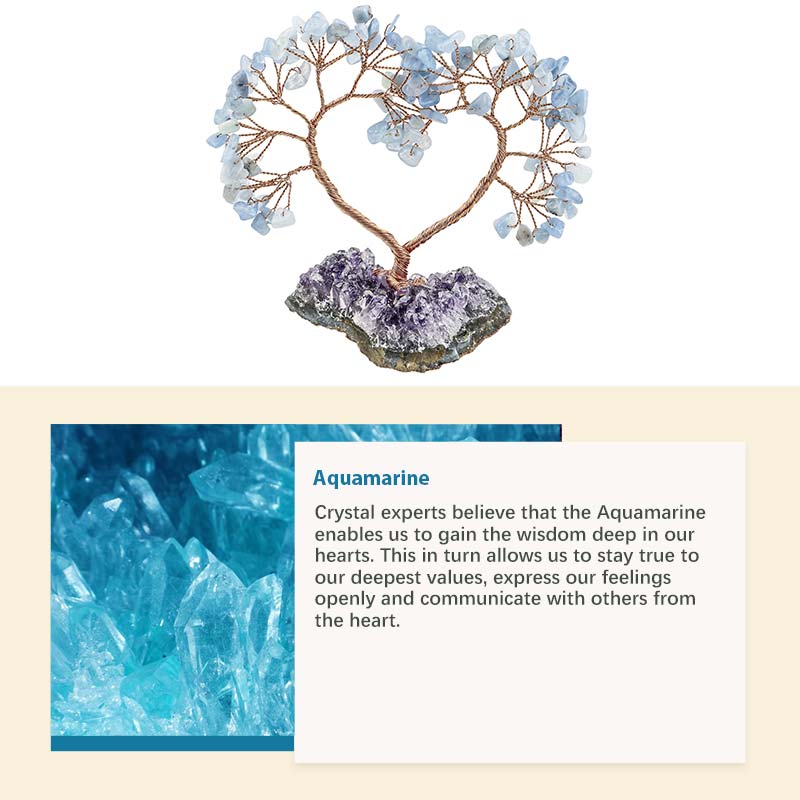 Natural Crystal Stone Love Feng Shui Tree - Aquamarine - image 4