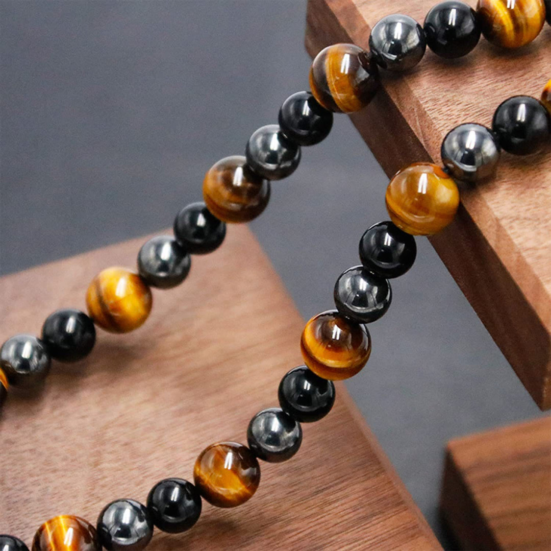 Olivenorma Healing Crystal Obsidian Tiger Eye Hematite Beads Necklace - image 7