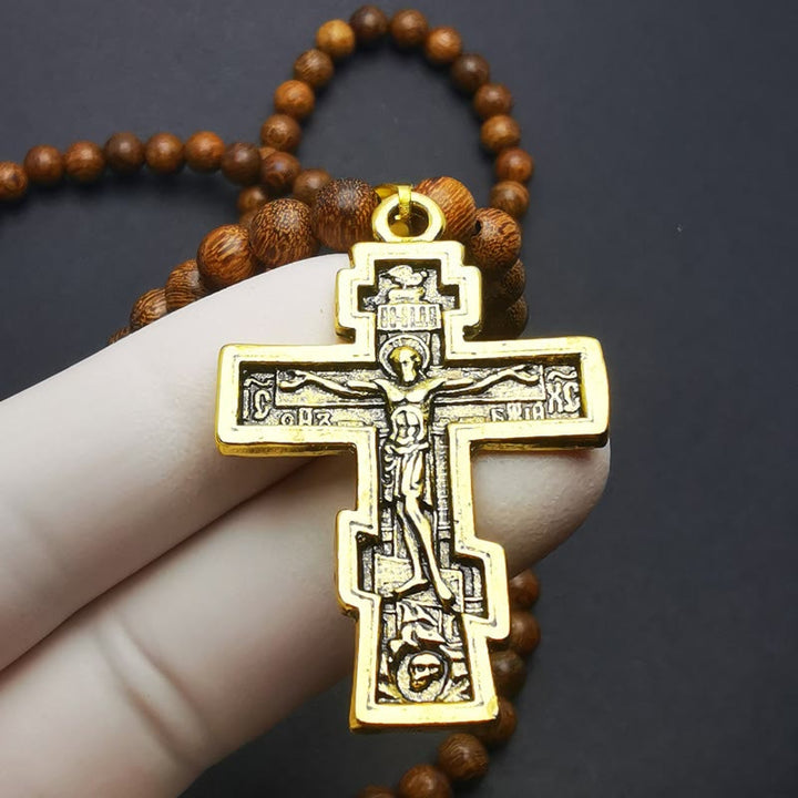 Olivenorma Cross Pendant Wooden Beads Rosary Necklace - image 2