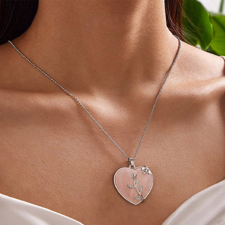 Olivenorma Heart Shaped Rose Gemstone Necklace - image 2