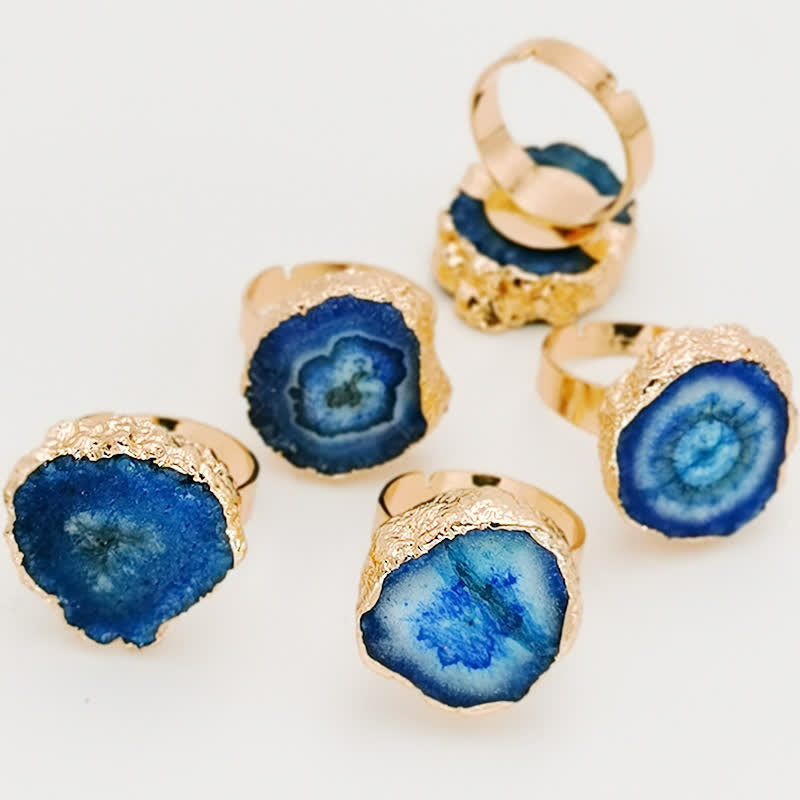 Olivenorma Natural Crystal Sunflower Adjustable Gemstone Ring - Sapphire - image 9