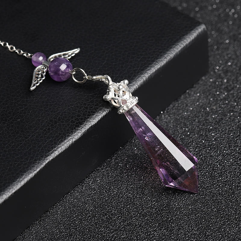 Olivenorma Labradorite Crystal Angel Wings Pendulum - Amethyst#2 - image 26