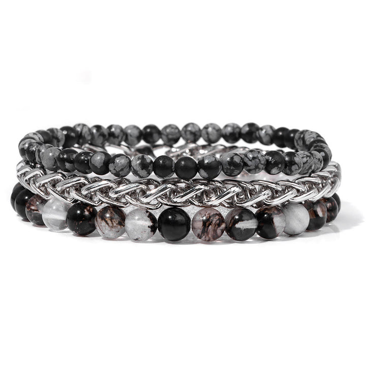 Olivenorma "Peace And Calm" Retro Rose Stone Bracelet Set - Alabaster - image 2