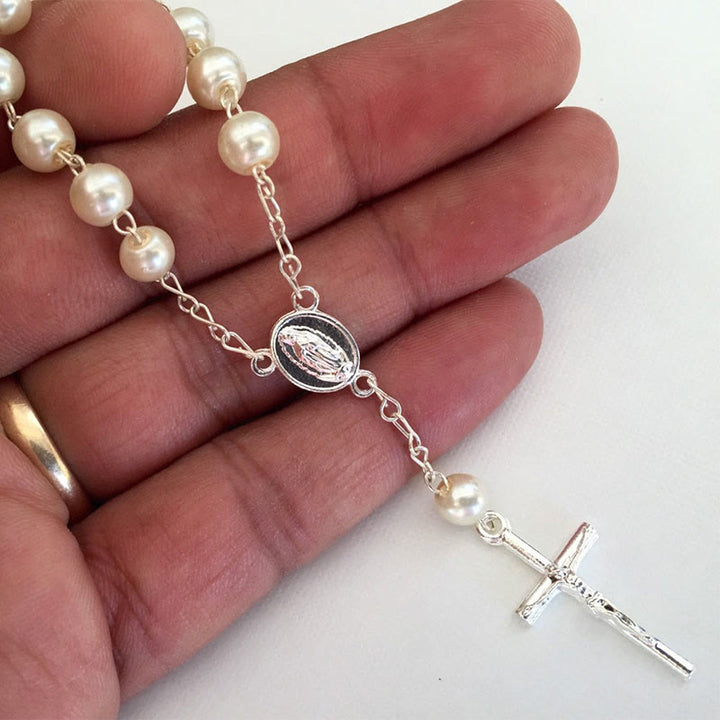Olivenorma Pearl Cross Virgin Mary Rosary Bracelet - image 7
