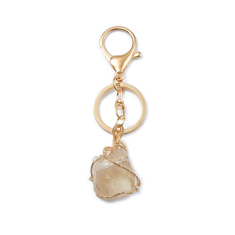 Olivenorma Raw Crystal Keychain Gemstone Pendant Keychain - Clear Crystal - image 4