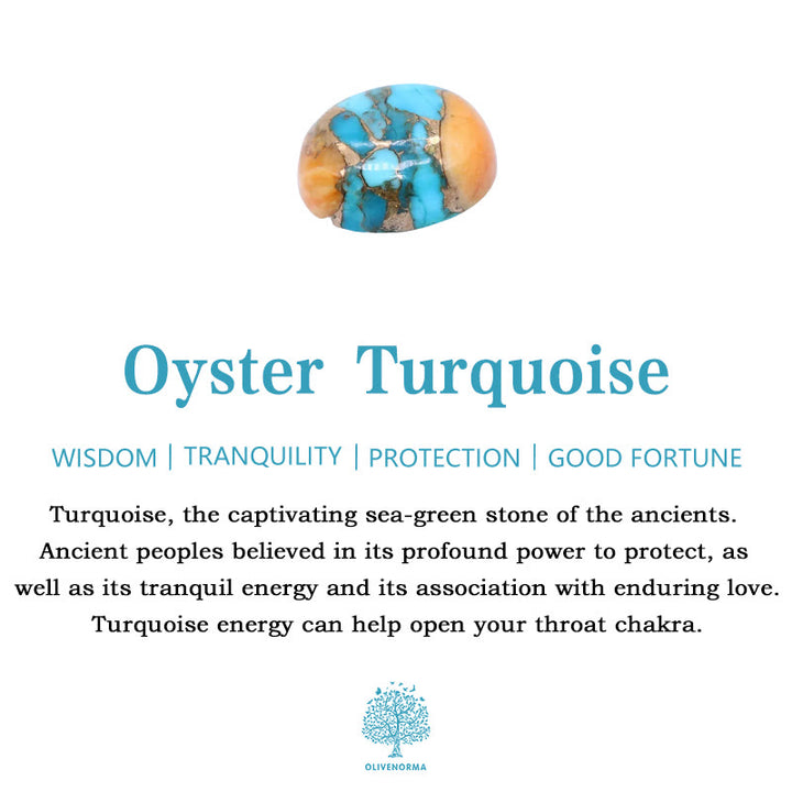 Olivenorma Natural Drop Shape Oyster Turquoise Mala Necklace - image 4