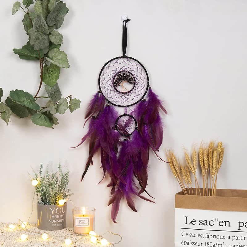 Olivenorma Amethyst Crystal Tree of Life Dream Catcher - image 1
