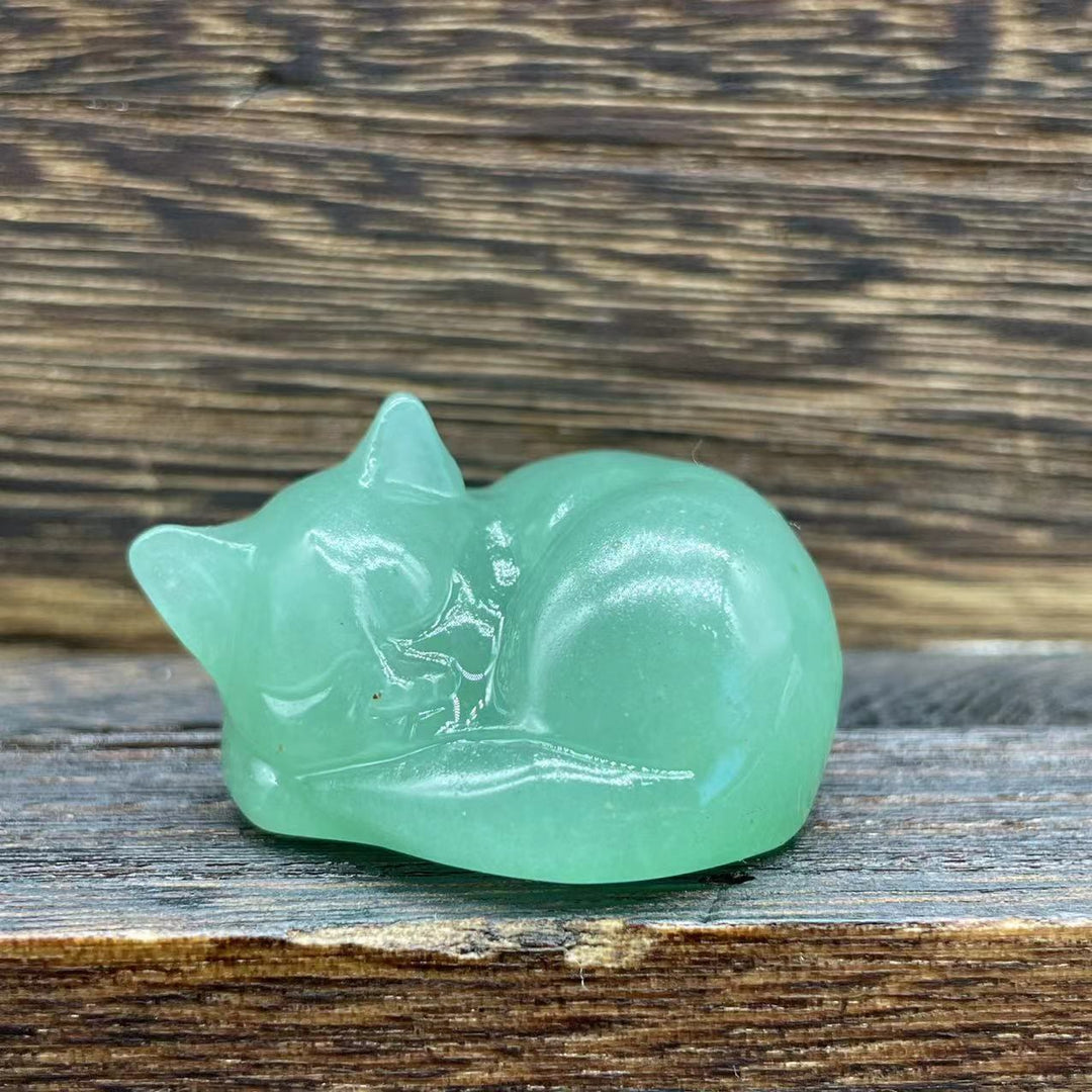Olivenorma 4cm Natural Crystal Nap Cat Gemstone Decoration - Green Aventurine - 10Pcs - image 7