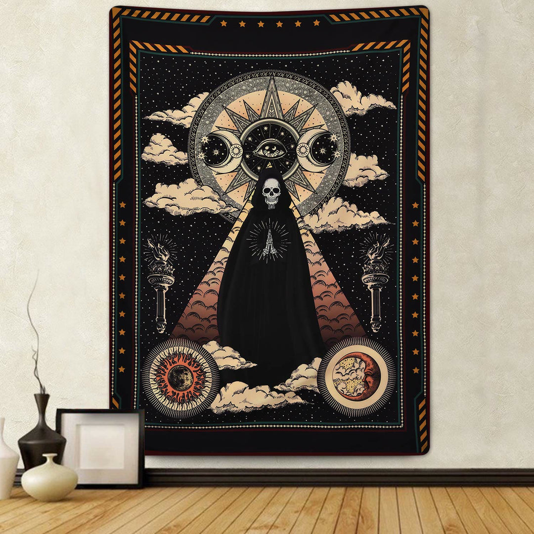 Olivenorma Sun Moon Wizard Witch Skull Tapestry - image 3