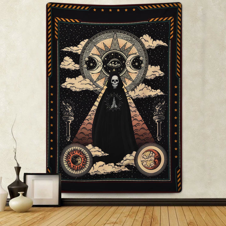Olivenorma Sun Moon Wizard Witch Skull Tapestry - image 3
