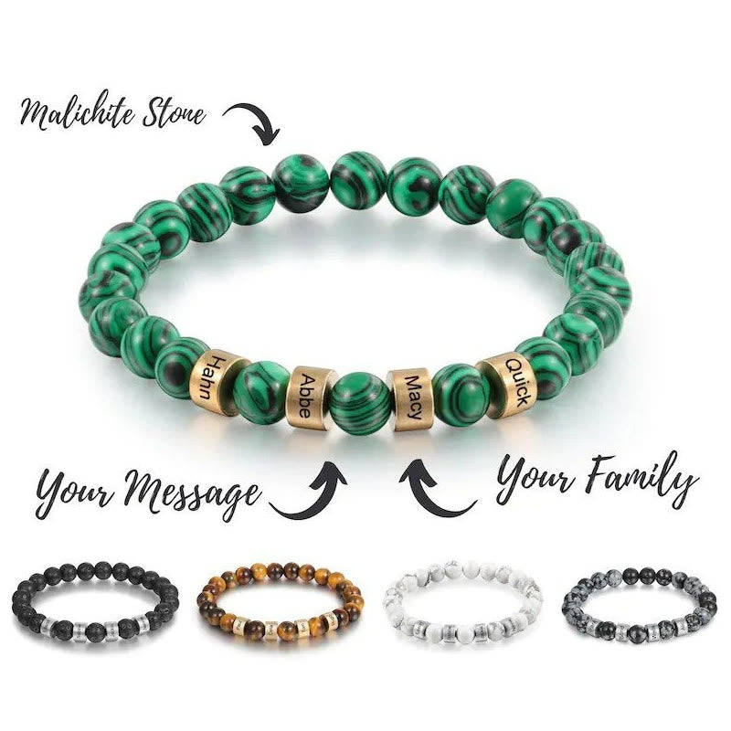 Olivenorma Natural Stone Engraving Personalized Beads Men Bracelet - image 33