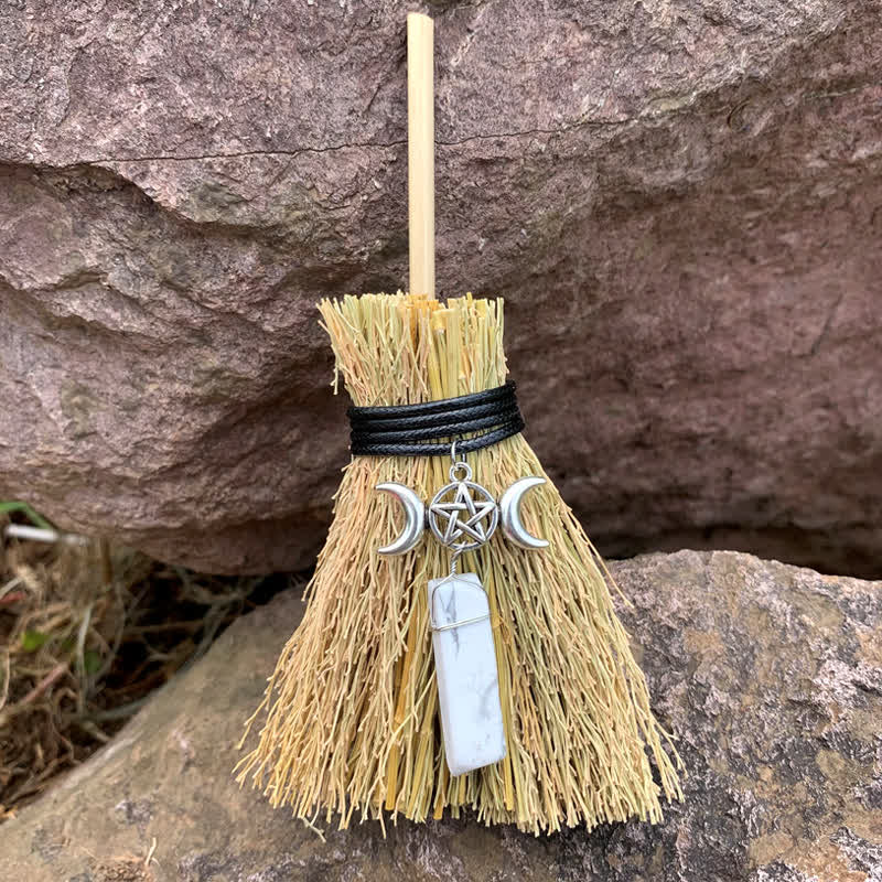 Olivenorma Mini Magic Broom Moon Star Crystal Ornamet - Howlite - image 23