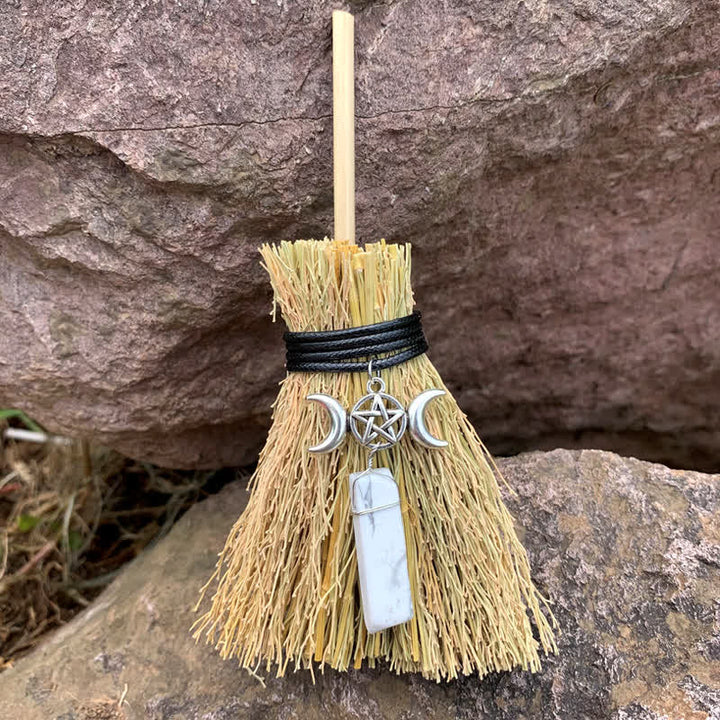 Olivenorma Mini Magic Broom Moon Star Crystal Ornamet - Howlite - image 23