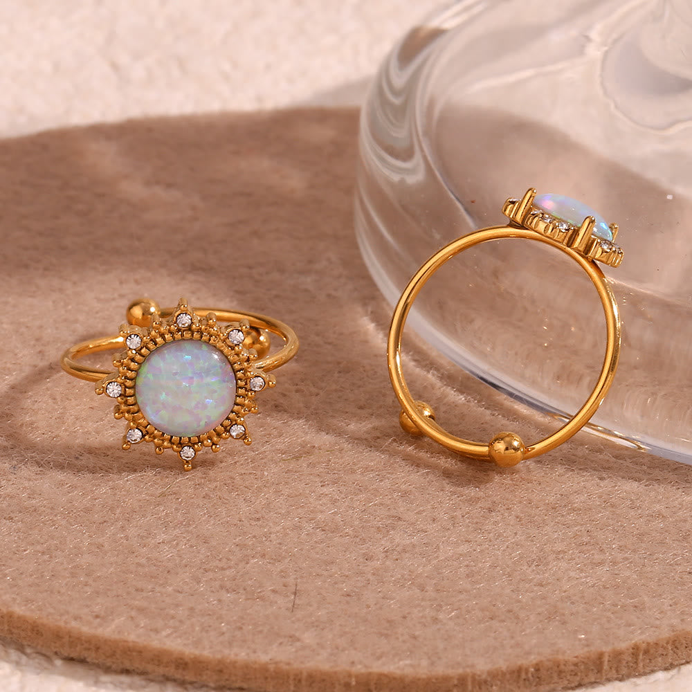 Olivenorma Natural Opal Sun Heart Adjustable Ring - image 6