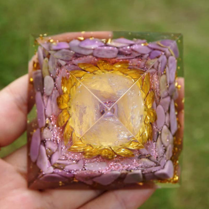 Olivenorma Lepidolite With Rose Quartz Healing Orgone Pyramid - image 4