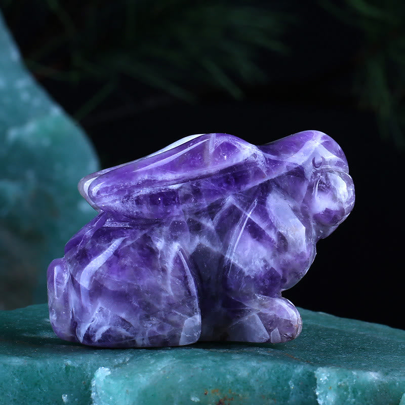 Olivenorma Crystal 12 Zodiac Signs Rabbit Carving Gemstone Decoration - Amethyst - image 15