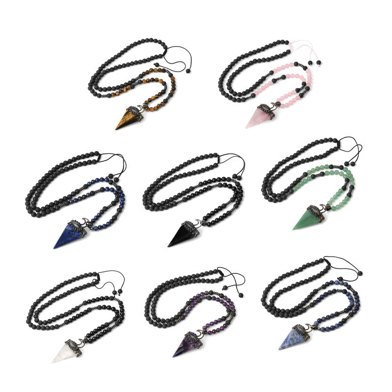 Olivenorma Natural Stone Prismatic Meditation Beaded Necklace - image 0
