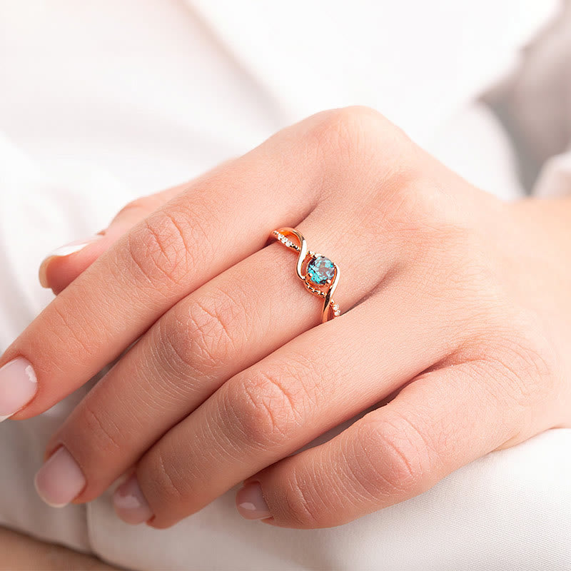 Olivenorma Wave Shaped Blue Alexandrite Engagement Ring - image 1
