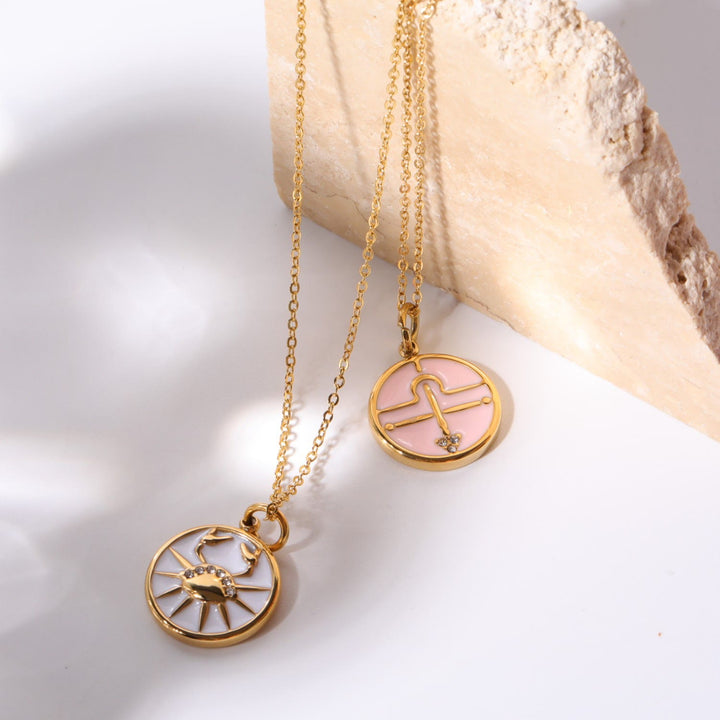 Olivenorma White Zircon Vintage Zodiac Stainless Steel 18k Necklace - image 19
