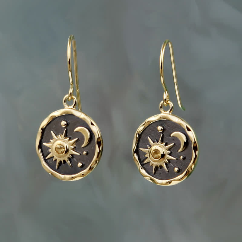 Olivenorma Bohemia Citrine Sun And Cresent Moon Earrings - image 4