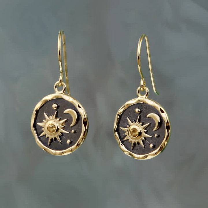 Olivenorma Bohemia Citrine Sun And Cresent Moon Earrings - image 4