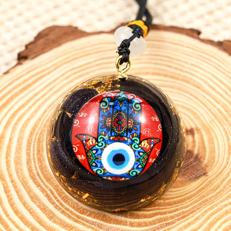 Blue Sandstone Protection Hamsa Necklace - Blue Sandstone - YES PLEASE $8 - image 0