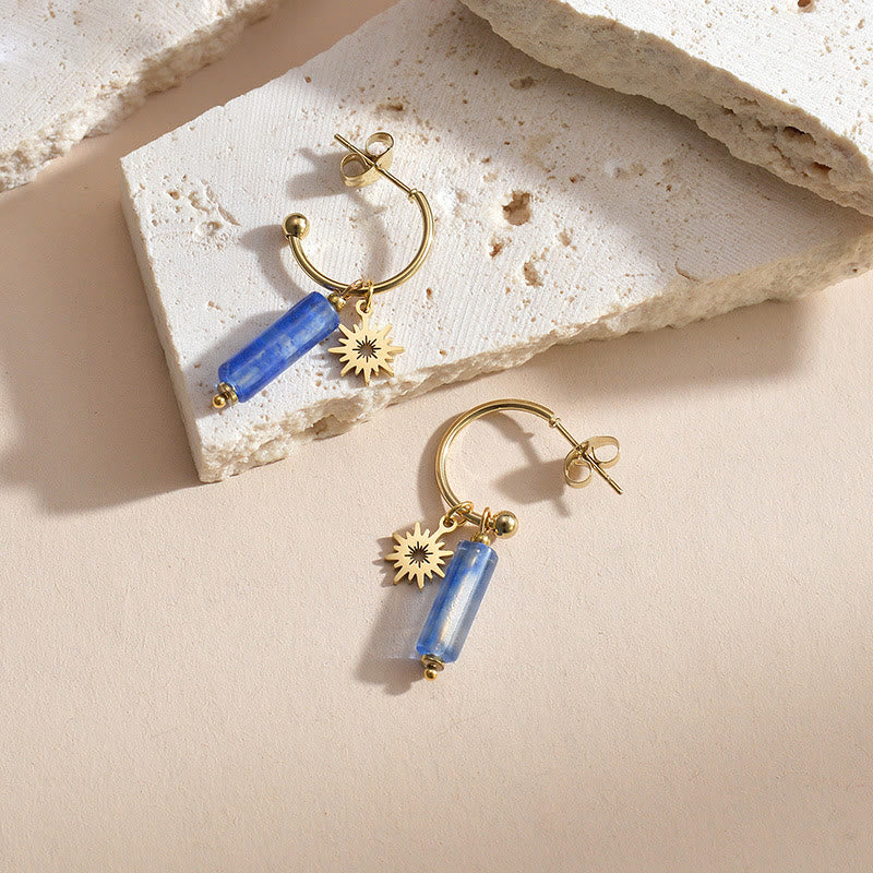 Olivenorma Natural Stone Pillar Pendant 14k Stainless Steel Earrings - Kyanite - image 3